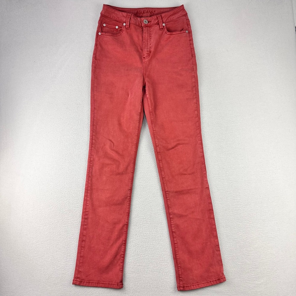 Jag High Rise Jeans Womens 4/27 Red Straight Leg Tencel Cotton Blend Boho